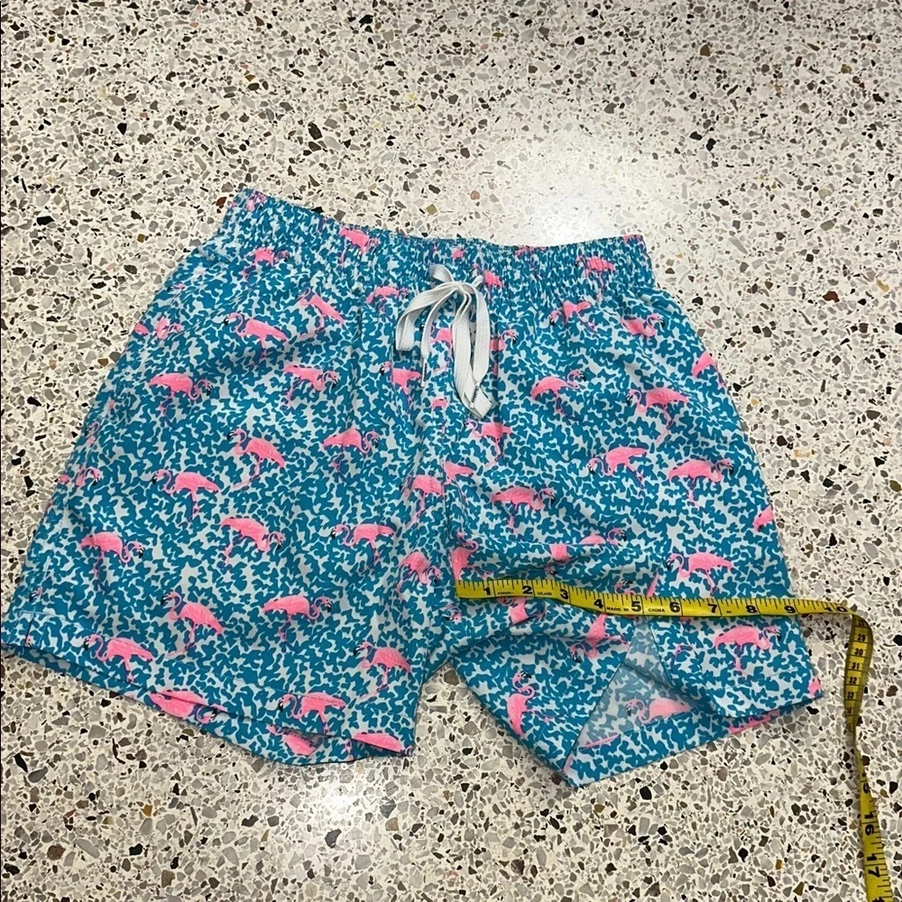 Chubbies The Domingos are for Flamingos pink turquoise trunks XS swim